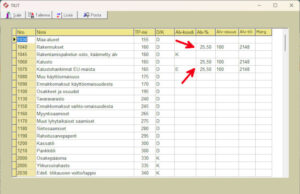 Arvonlisäprosentti korjantuu tämän jälkeen tilikarttaan
